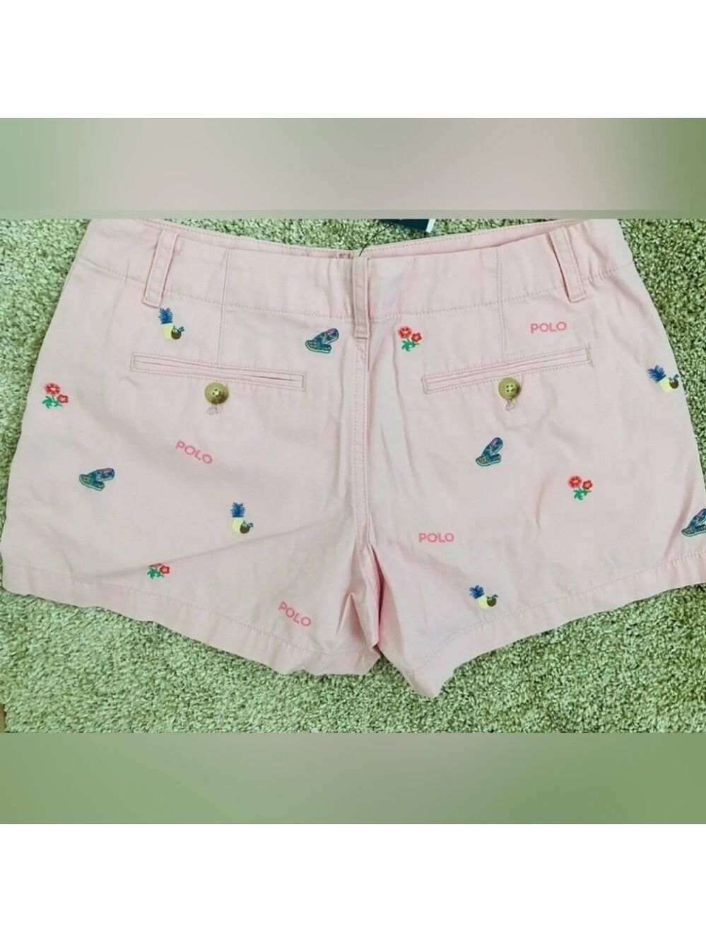 Polo by Ralph Lauren Pink Bermuda Shorts with Embroidered Butterflies - Picture 2 of 13
